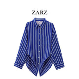 Homemade New Women's Seam Bat Sleeve Striped Shirt