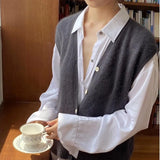 Cardigan Sweater Vest Loose 2021 Autumn and Winter Warm Knitted Vest Sweater for Women Loose Solid Sleeveless Sweaters
