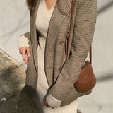 New woman jacket fashion woman winter jacket houndstooth short woman jacket plaid coat fall/winter lapel stand collar