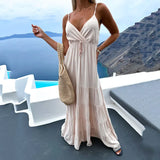 New Sling Multicolor Dress INS Casual Fashion Dark V-Neck Dress In Summer-Outfit