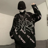 Oversized Streetwear Angel Pattern Women'S Sweater Retro Lazy Pullover Trendy Brand Round Neck Fashion Sweater Women 2021