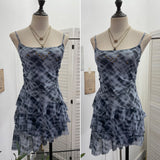 Shooting Mesh Yarn Irregular Rivet Vest Dress Women 2025 Summer Dress New Lotus Edge Sleeveless Top