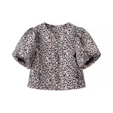Bubble Sleeve Single-Button Shirt 2025 Spring And Summer Sweet Round Collar Short Top Female