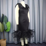 New V-Neck Sleeveless Bow Dress Designer Mesh Dress Dresses