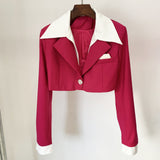 2025 Star New Color Suit Umbilical Short Jacket Set Folding