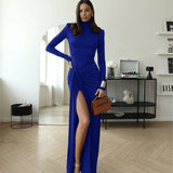And Winter New Women's Fashion Sexy High Open Fork Tied With Hot Girl High Collar Fit Hip