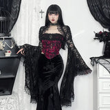 Court Style Vintage Lace Long-Sleeved Blouse Retro Court Style Bra Blouse Girl-Outfit