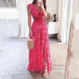 Women's Clothing 2025 New Print Deep V Sexy Folding