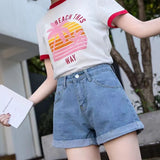Toloer Waist Black Denim Shorts Female Summer Students Loose Thin A-Word Wide Leg Pants Hot Pants Korean Version