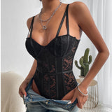Toloer New Hot-Selling Sexy Lace Patchwork Niche Street Spice Style Jumpsuit In Stock-Outfit