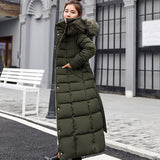 2024 New Fashion Korean Version Of Long Coat Slim Women's Hooded Long Sleeve Warm Padded Coat Tide-Outfit