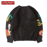 Cartoon Fun Fruit Embroidery Sweater Harajuku Retro Style Knitted Sweater Autumn And Winter Cotton Pullover