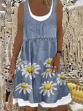 Sleeveless Stitching Printing Casual Dress