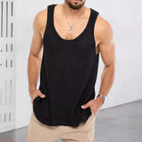 Toloer Spring And Summer Men's Casual Top Tank Top Sleeveless Knit Pure Color Men's Sweater