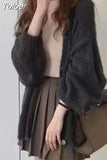 Knitted Cardigan Women Casual V-Neck Soft Long Sleeve Korean Sweet Knitted Sweater Office Lady Coat Cardigans