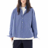 Toloer Blue Plaid Shirt Long Sleeves Men And Women Senior Sense Casual Loose All-Match Lovers Shirt Coat