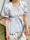 New French White Shirt Women Short-Sleeved Korean Temperament Style Wind Small Top Shenzhen South Oil Women's