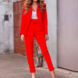 Toloer Spot 2024 Autumn And Winter Women's Fashion Long Sleeve Suit Jacket Casual Pants Suit-Outfit