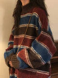 Vintage Striped Crew Neck Pullover Sweater-Outfit