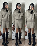Winter New Solid Color High-Collar Lazy Knitwear Design Skirt Dress