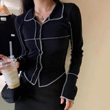 Punk White Techwear Gothic Women T-shirts Grunge Hip Hop Bodycon Patchwork Crop Tops Long Sleeve Basic Streetwear