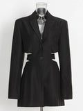 Toloer Careful Machine Sexy Wind 2024 Autumn New Hollow Out Waist Show Thin A Button Suit Solid Color Coat Female-Outfit