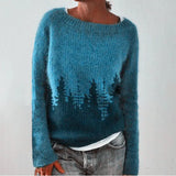Round Neck Multicolor Loose Pullover