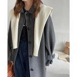 Korean Winter 2021 Handmade Single Breasted Double Faced Lacing Belt Long 100% Wool Coat Women Loose Woolen Oversized