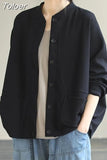 Women's Basic Solid Coat Casual Streetwear Elegant Long Sleeve Single Breasted All-match Chic Round Neck Streetwear