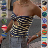 Explosion Women's Vacation Sexy Striped Sweater Knitted