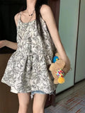 Summer Tanks 2023 Ropa Mujer Sweet Print Backless Loose Camis Oversized Tops Fashion Korean Sling Vest Women's