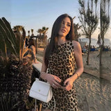 Summer New Light Style Sleeveless Leopard Print Short Tight-Up