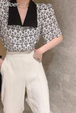 Blouse Women Peter Pan Collar Puff Sleeve Vintage Tops Vintage Blusas De Mujer 2023 Korean Temperament Loose Shirt