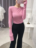 Toloer Generation Of South Korea East Gate Sexy Soft Waxy Micro Temptation Slim Thin Round Collar Bottom Shirt T Shirt Jacket-Outfit