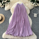 Fashion Folding Wave Half-Dress French Sweet High-Waisted A-Shaped Skirt Mid-Long Folds