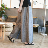 Linens Pants Men's Baggy Big Leg Pants Casual Pants Wide Leg Harun Pants 2020 Versatile Cotton Linen Long Pants Striped Pants Skirt-Outfit