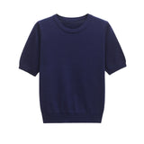 Homemade New Women's Classic Flat Needle Short Sleeve Basic Knit