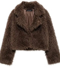 Faux Fuzzy Fur Crop Coat-Outfit