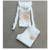 Piece Casual Velet Tracksuit Women's Sets Hooded Long Sleeve Women Zipper Suit Spring Fall Letter Pattern Sport Pants 1028-1-Outfit
