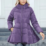 2023 New Style Design Feeling Repair Collar Girl Medium And Long Style Thickened Waist Cotton Coat-Outfit