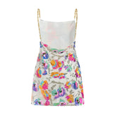 Women's Casual Chain Suspender Dress Fashion Sequined V-neck Backless A-line Short Dress-Outfit