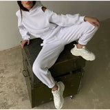 Toloer Women's Fall 2024 New Two-Piece Solid Color Hoodie Short Die Trouser