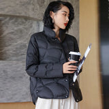 Light Short Down Jacket Female Winter Burst Xiangyun Fashion Short Small White Duck Down Warm Coat-Outfit