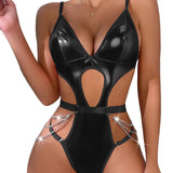 Sex Lingerie Sexy Women's Hollow Patent Skin Hanging Neck