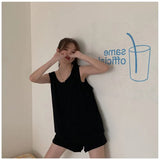 Summer Women Streetwear Tanks Korean Casual Female Solid Sleeveless Tops BF All Match Loose Sports T Shirts New-Outfit