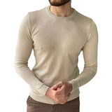 Men's Spring Thin Round Collar Slim Bottom Knitted Shirt Long-Sleeved Thin Sweater