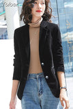 2023 Spring Autumn New Suit Coat Women Fashion Slim Velvet Long-sleeved Suit Jacket Female Casual