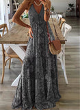 Toloer 2023 Bohemian Style New Condole Dress High Waist V Neck Print Floral Dress Women's Wear-Outfit