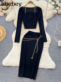 3 Three Piece Set Coat and Long Skirts +strapless camis Club Bodycon Dress Sets Baddie Outfit Festival Clothing