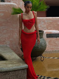 2025 Women's Explosive Sexy Knitted Short Sling Tape Open Umbilly Skirt